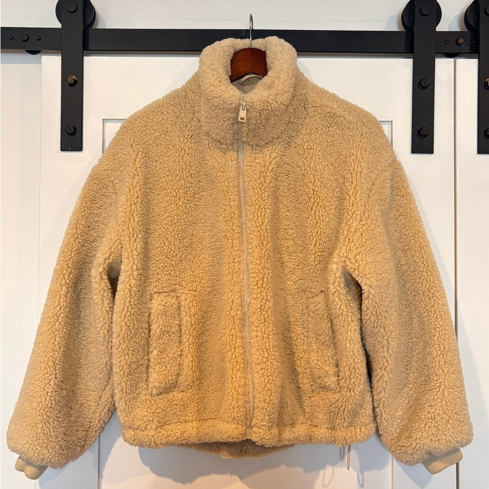 LEVIS Teddy Fleece Zip-Up Jacket in Cream